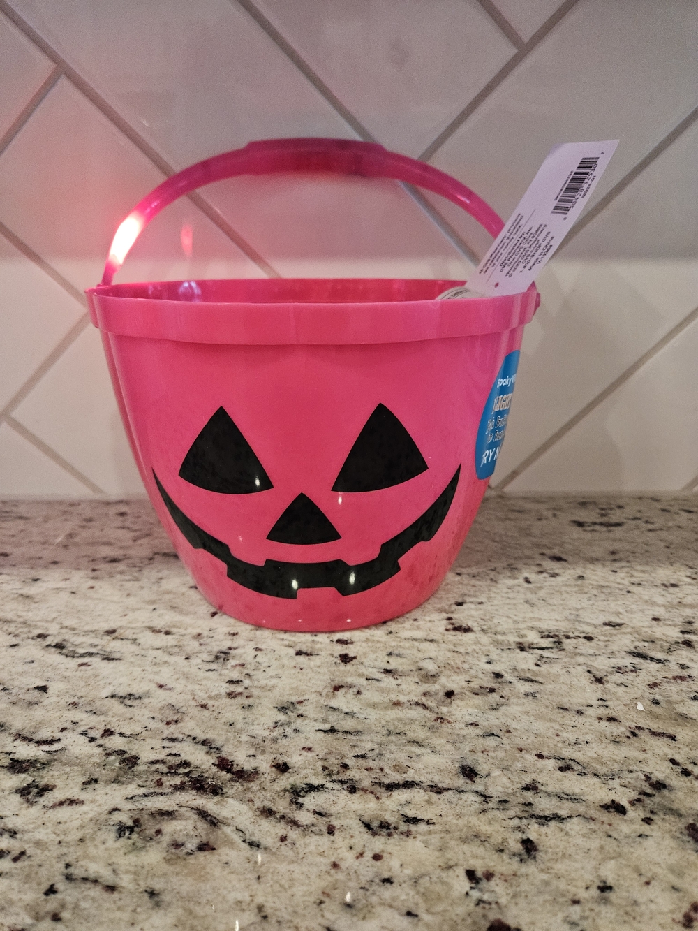 Spooky Village Halloween Light Up Trick or Treat Candy Bucket Pail Pumpkin Pink